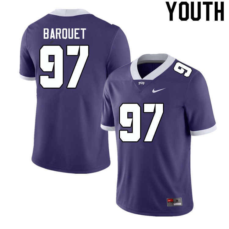 Youth #97 Earl Barquet TCU Horned Frogs College Football Jerseys Sale-Purple - Click Image to Close
